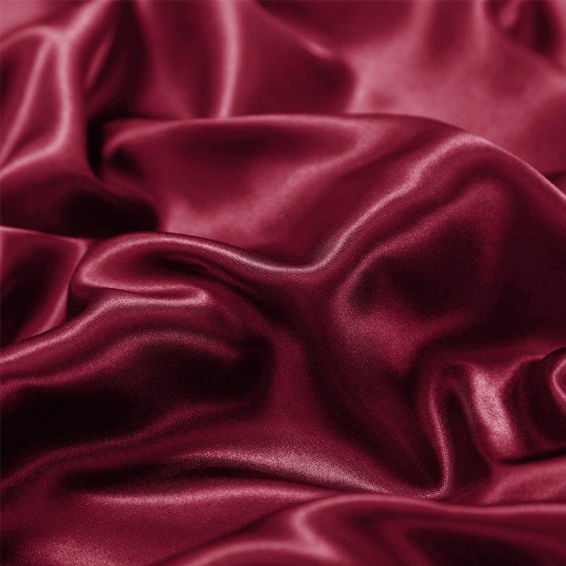AiMay 3 Piece Satin Duvet Cover Set Bedding Sets Queen Burgundy 1800 Series Luxury Rich Silk Silky Super Soft Solid Color Reversible Honeymoon Wrinkle Free (Queen, Burgundy) - Image 4